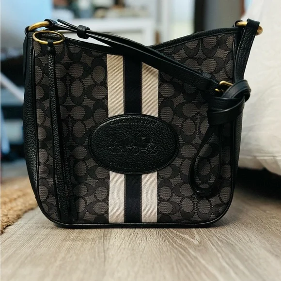 Coach Signature Jacquard Coach File Crossbody Black Coach Bags